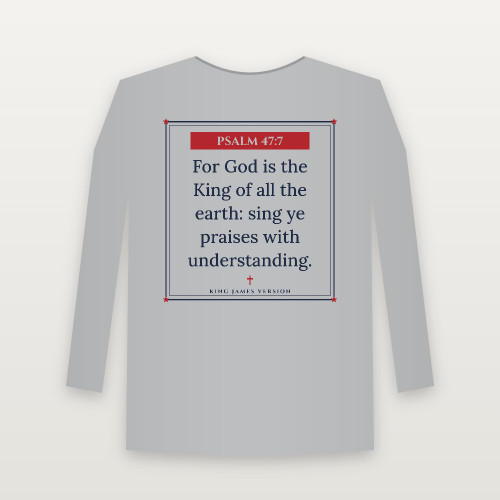 Psalm 47:7 KJV Christian Youth Long Sleeve Tee (Framed) - Heather Gray