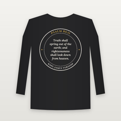 Psalm 85:11 KJV Christian Youth Long Sleeve Tee (Round Badge) - Black