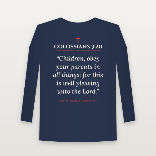 Colossians 3:20 KJV Christian Youth Long Sleeve Tee (Classic) - Navy