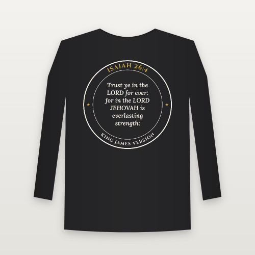 Isaiah 26:4 KJV Christian Youth Long Sleeve Tee (Round Badge) - Black