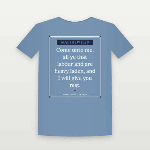 Matthew 11:28 KJV Christian Toddler Tee (Framed) - Heather Blue