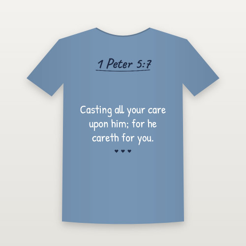 1 Peter 5:7 KJV Christian Toddler Tee (Handwritten) - Heather Blue