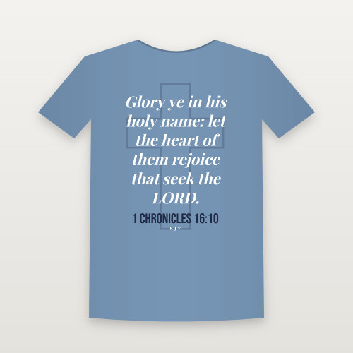 1 Chronicles 16:10 KJV Christian Toddler Tee (Cross) - Heather Blue