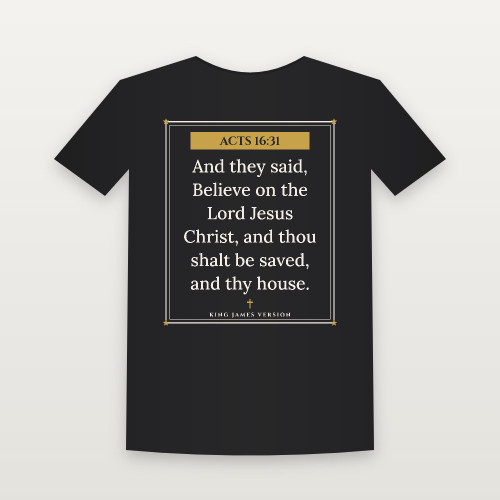 Acts 16:31 KJV Christian Toddler Tee (Framed) - Black