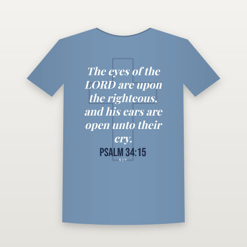 Psalm 34:15 KJV Christian Toddler Tee (Cross) - Heather Blue