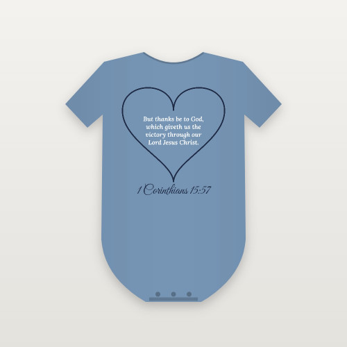 1 Corinthians 15:57 KJV Christian Baby One Piece (Heart) - Heather Blue