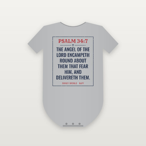 Psalm 34:7 KJV Christian Baby One Piece (Vintage) - Heather Gray