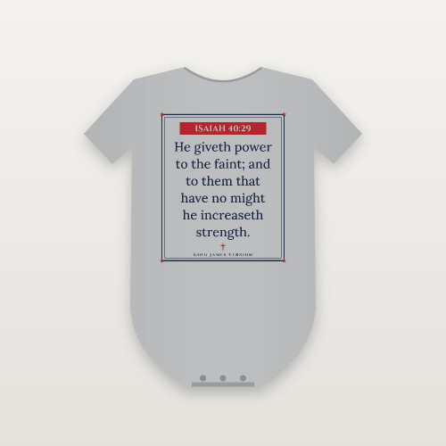 Isaiah 40:29 KJV Christian Baby One Piece (Framed) - Heather Gray
