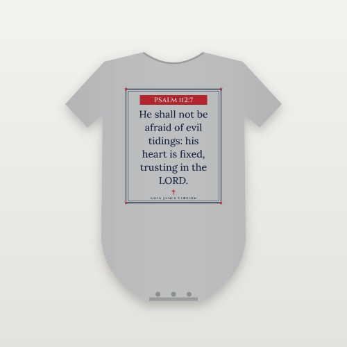 Psalm 112:7 KJV Christian Baby One Piece (Framed) - Heather Gray
