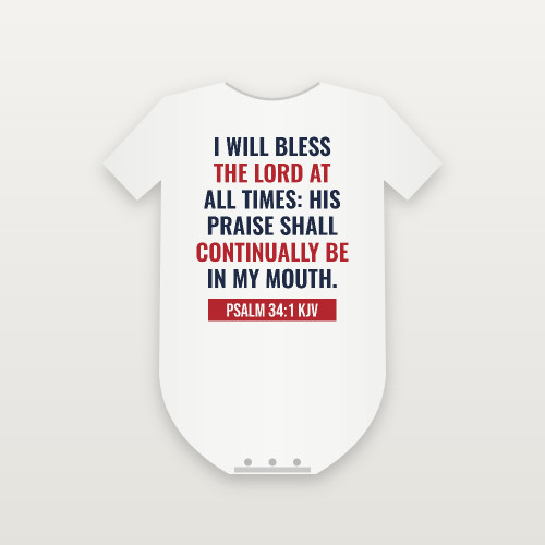 Psalm 34:1 KJV Christian Baby One Piece (Bold Type) - White