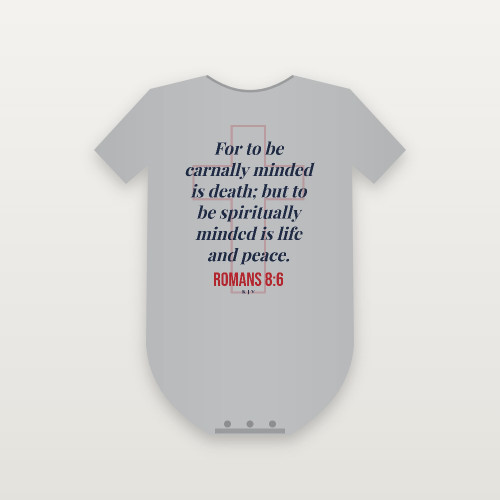 Romans 8:6 KJV Christian Baby One Piece (Cross) - Heather Gray