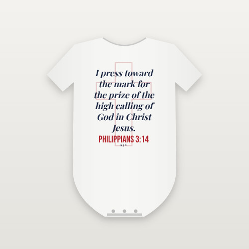 Philippians 3:14 KJV Christian Baby One Piece (Cross) - White