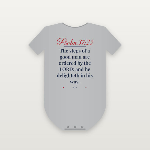 Psalm 37:23 KJV Christian Baby One Piece (Script) - Heather Gray