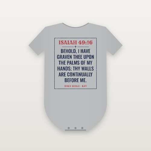 Isaiah 49:16 KJV Christian Baby One Piece (Vintage) - Heather Gray