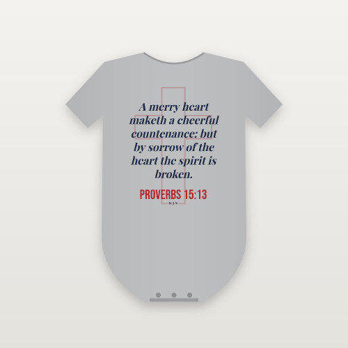 Proverbs 15:13 KJV Christian Baby One Piece (Cross) - Heather Gray