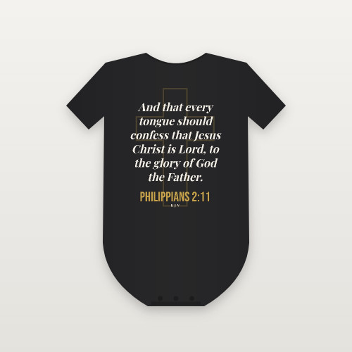 Philippians 2:11 KJV Christian Baby One Piece (Cross) - Black