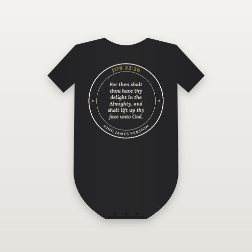 Job 22:26 KJV Christian Baby One Piece (Round Badge) - Black