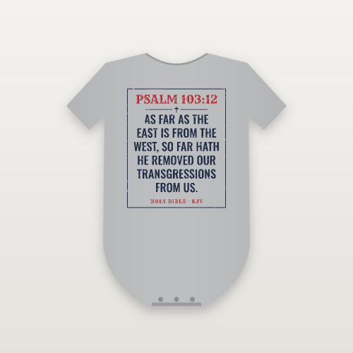 Psalm 103:12 KJV Christian Baby Bodysuit (Vintage) - Heather Gray