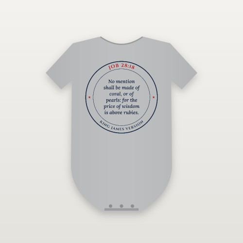 Job 28:18 KJV Christian Baby Bodysuit (Round Badge) - Heather Gray