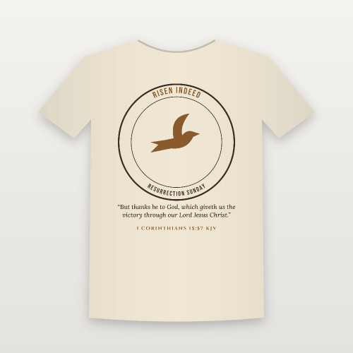 Risen Indeed Easter Christian Women's Relaxed Tee with 1 Corinthians 15:57 (Emblem Badge) - Natural