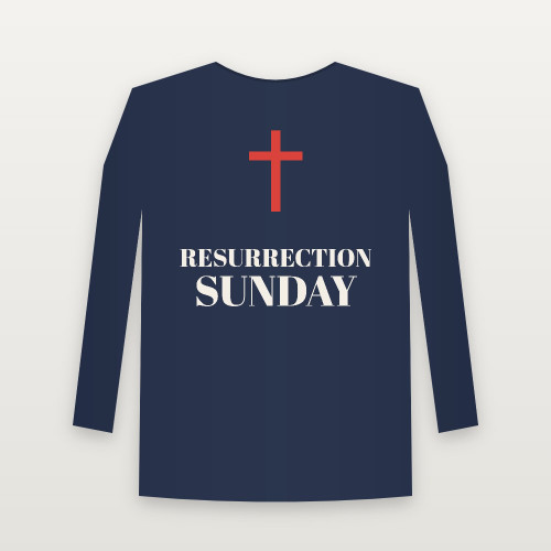 Resurrection Sunday Easter Christian Long Sleeve Tee (Holiday) - Navy