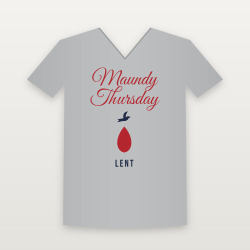 Maundy Thursday Lent Christian V-Neck Tee (Holiday Script) - Heather Gray