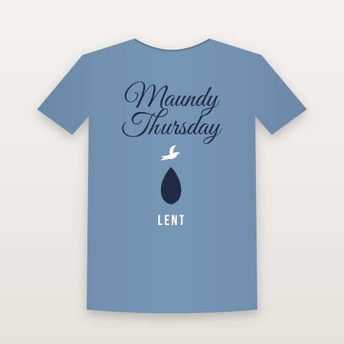 Maundy Thursday Lent Christian Youth Tee (Holiday Script) - Heather Blue