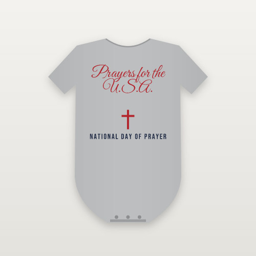 Prayers for the U.S.A. National Day of Prayer Christian Baby One Piece (Holiday Script) - Heather Gray