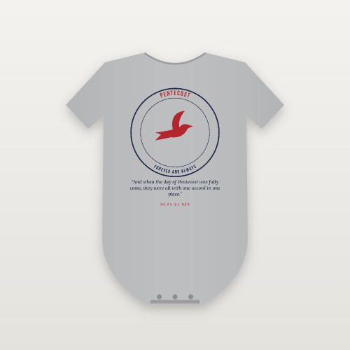 Pentecost Christian Baby Bodysuit with Acts 2:1 (Emblem Badge) - Heather Gray