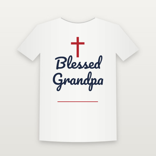 Blessed Grandpa Christian Short Sleeve Tee (Family Script) - White