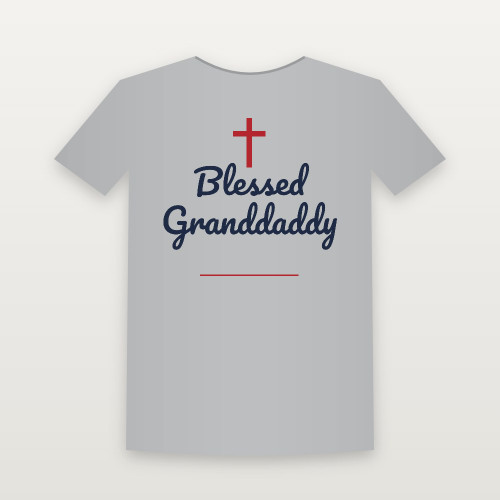 Blessed Granddaddy Christian Short Sleeve Tee (Family Script) - Heather Gray