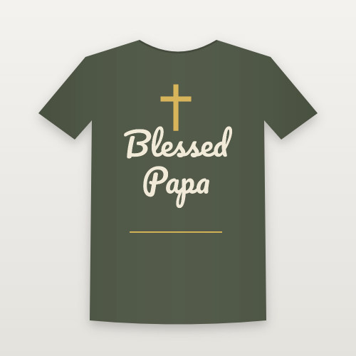 Blessed Papa Christian Short Sleeve Tee (Family Script) - Military Green