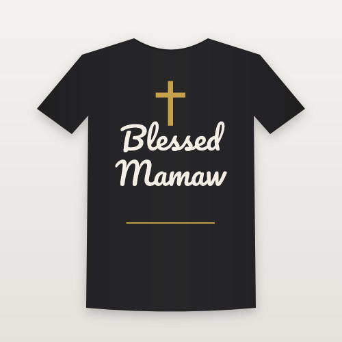 Blessed Mamaw Christian Women's Relaxed Tee (Family Script) - Black