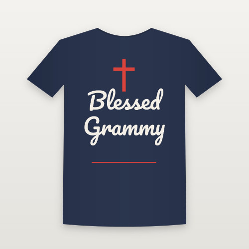 Blessed Grammy Christian Women's Relaxed Tee (Family Script) - Navy