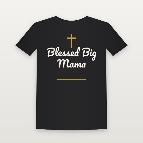 Blessed Big Mama Christian Women's Relaxed Tee (Family Script) - Black