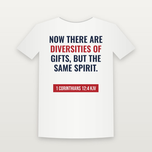 1 Corinthians 12:4 KJV Christian Short Sleeve Tee (Bold Type) - White