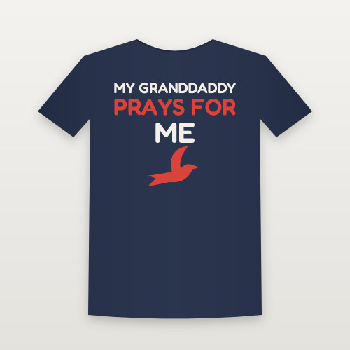 My Granddaddy Prays for Me Christian Youth Tee (Kids Block) - Navy
