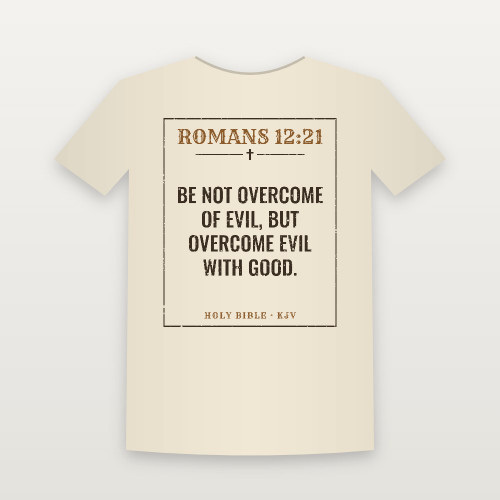Romans 12:21 KJV Christian Short Sleeve Tee (Vintage) - Natural