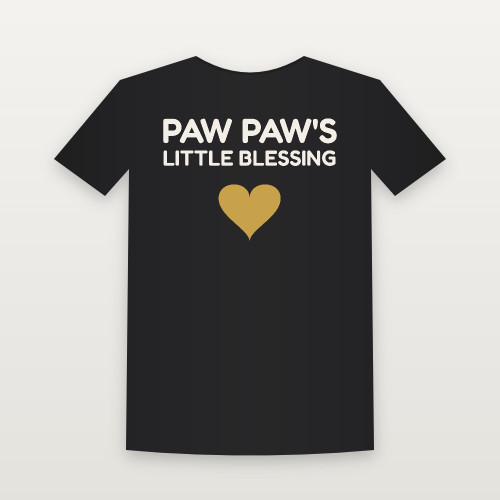 Paw Paw's Little Blessing Christian Toddler Tee (Kids Block) - Black