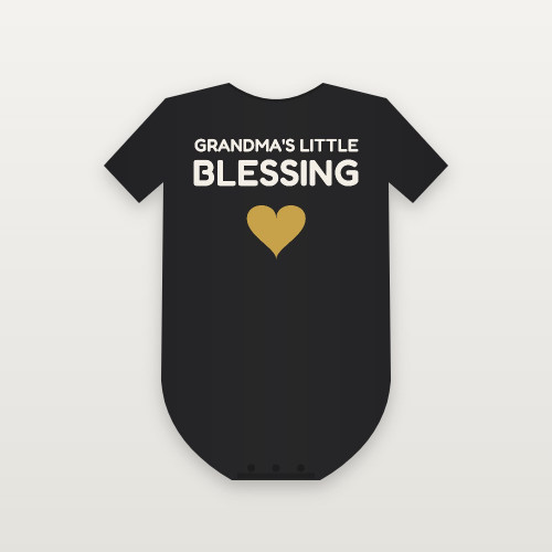 Grandma's Little Blessing Christian Baby Bodysuit (Kids Block) - Black