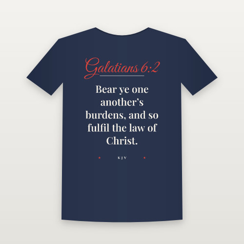 Galatians 6:2 KJV Christian Short Sleeve Tee (Script) - Navy