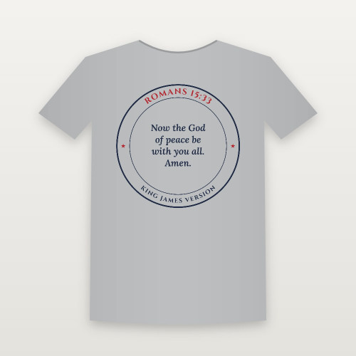 Romans 15:33 KJV Christian T-Shirt (Round Badge) - Heather Gray