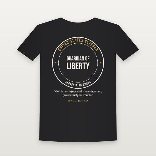 Guardian of Liberty Veteran Short Sleeve Tee with Psalm 46:1 (Badge) - Black