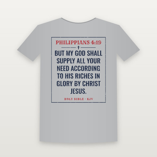 Philippians 4:19 KJV Christian T-Shirt (Vintage) - Heather Gray