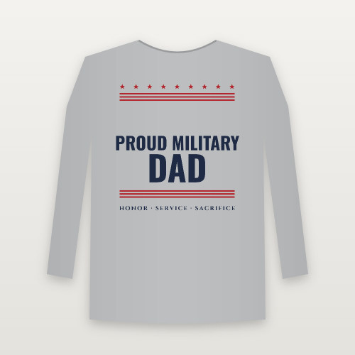 Proud Military Dad Veteran Long Sleeve Tee (Stars & Stripes) - Heather Gray