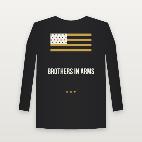 Brothers in Arms Veteran Long Sleeve Tee (Flag) - Black