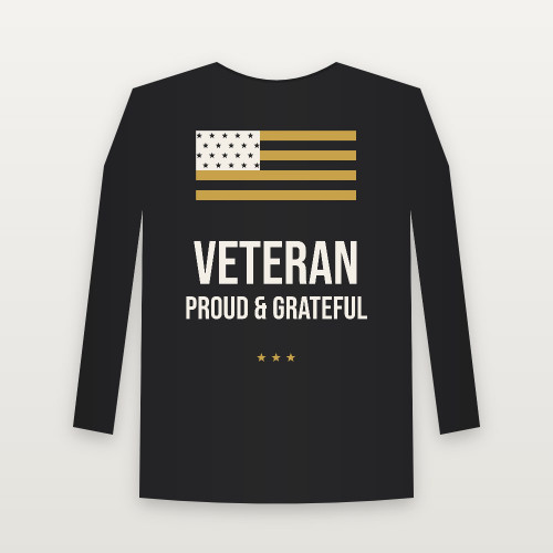 Veteran · Proud & Grateful Long Sleeve Tee (Flag) - Black
