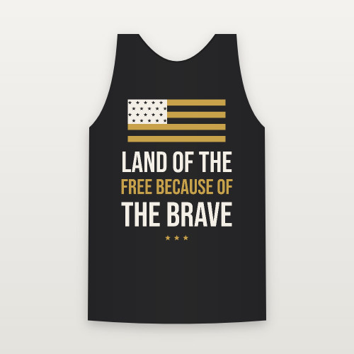Land of the Free Because of the Brave Veteran Tank Top (Flag) - Black