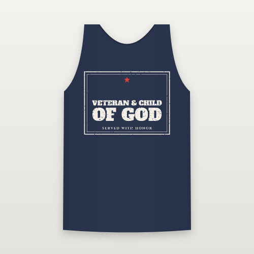 Veteran & Child of God Tank Top (Vintage Frame) - Navy
