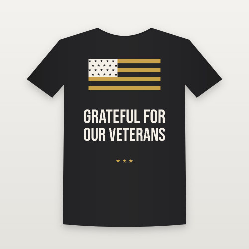 Grateful for Our Veterans Women's Relaxed Tee (Flag) - Black